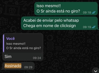 Conversa de cliente no WhatsApp