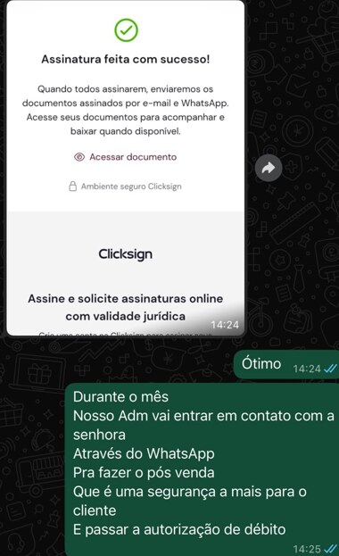 Conversa de cliente no WhatsApp